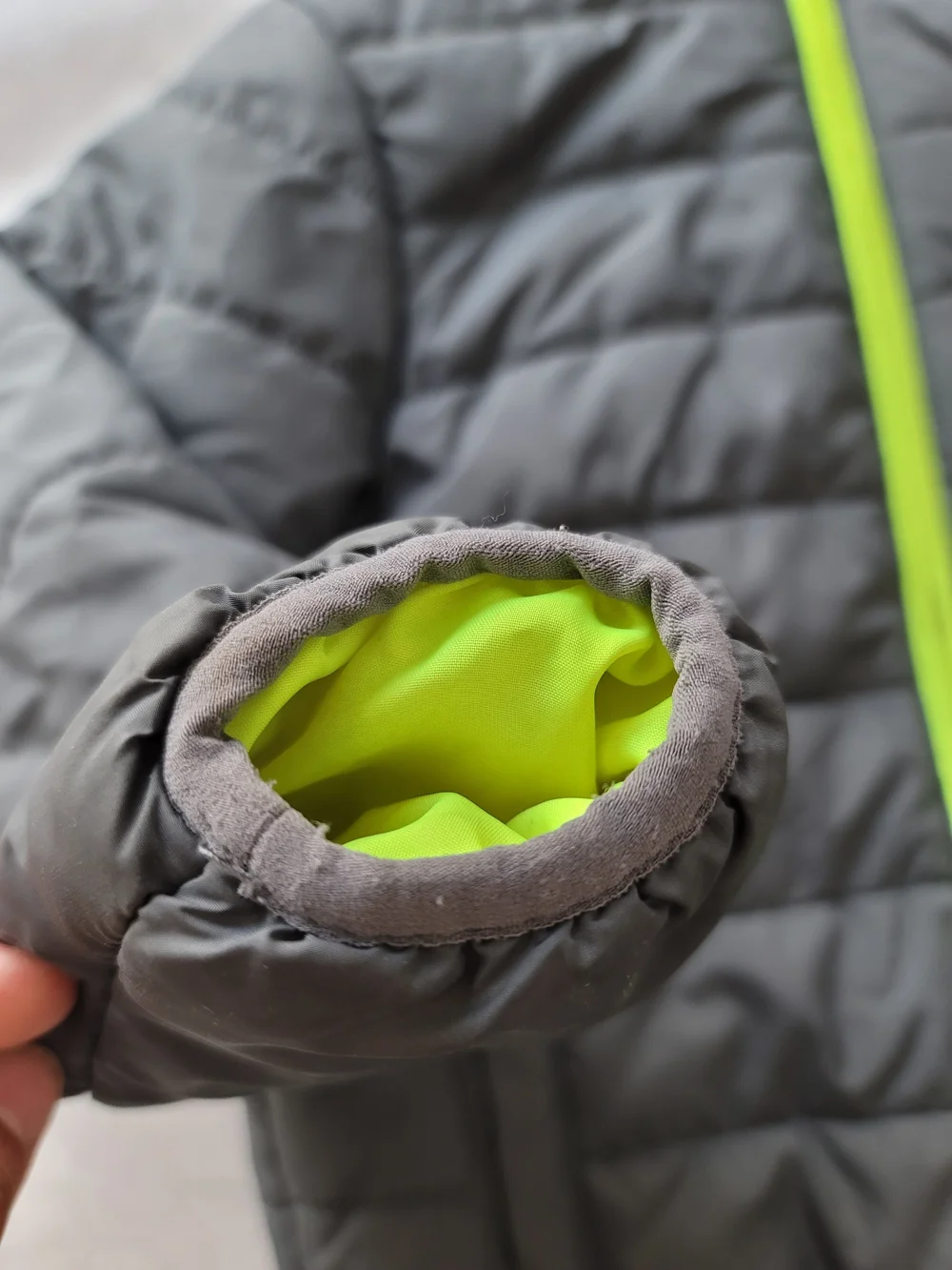 Nike Kids' 4T Puffer Jacket in Charcoal Gray Lime Interior‎ Full Zip